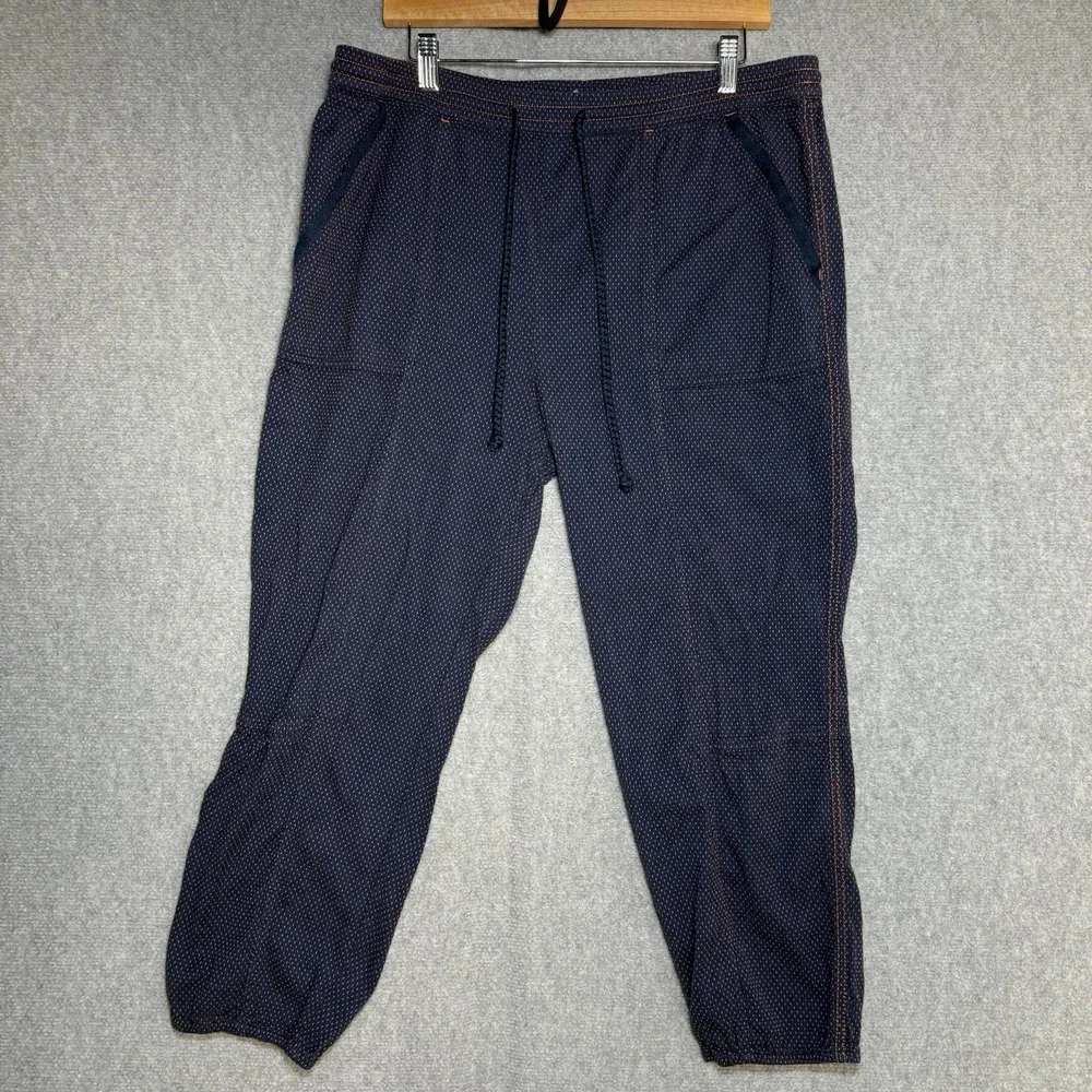 Anthropologie Pants Size Large Dylan Speckled Jogger Navy Blue/Orange  Highrise - Picture 2 of 7